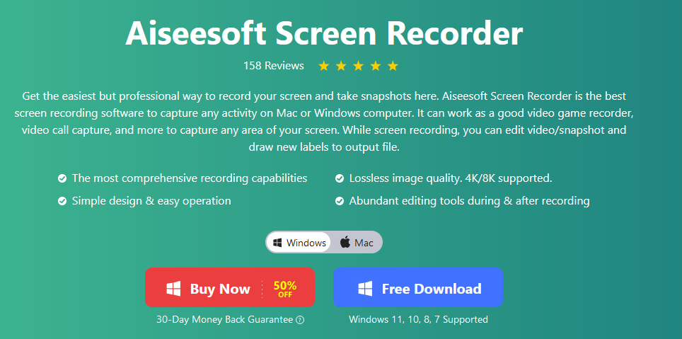  Aiseesoft screen Recorder mac cracked app​  